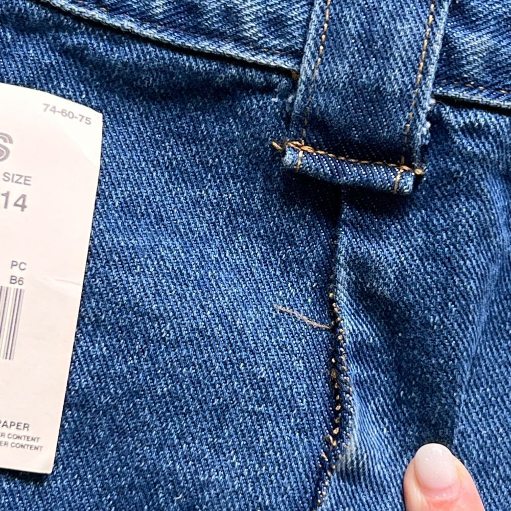 Vtg NWT Sears Crossroads Denim Midi Skirt 14 Retro Slit Pockets USA Belt Loop - Picture 5 of 12